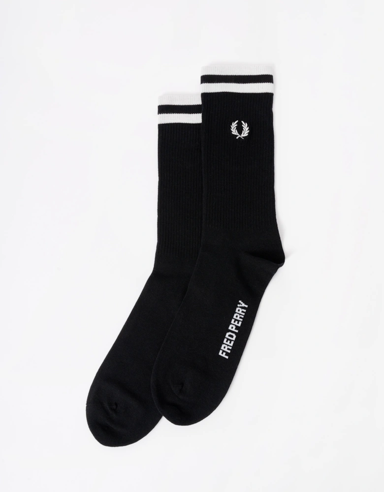 Fred Perry Mens Tipped Sports Sock - Black/Snow White 843