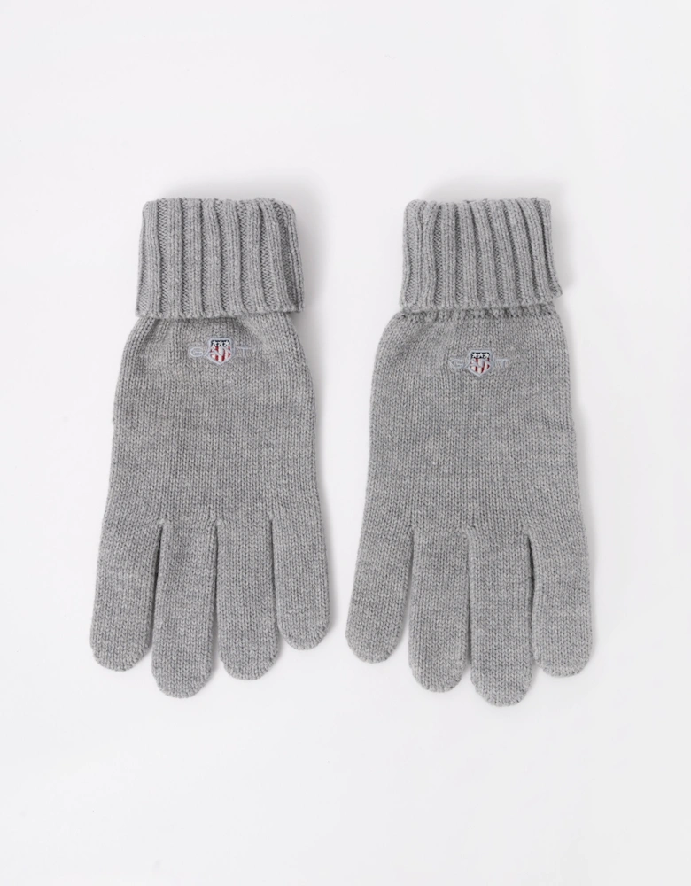 GANT Mens Cotton Blend Logo Gloves - 93 Grey Melange