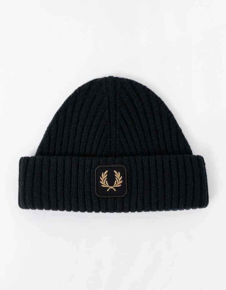 Fred Perry Mens Ribbed Wool Beanie - Black 102