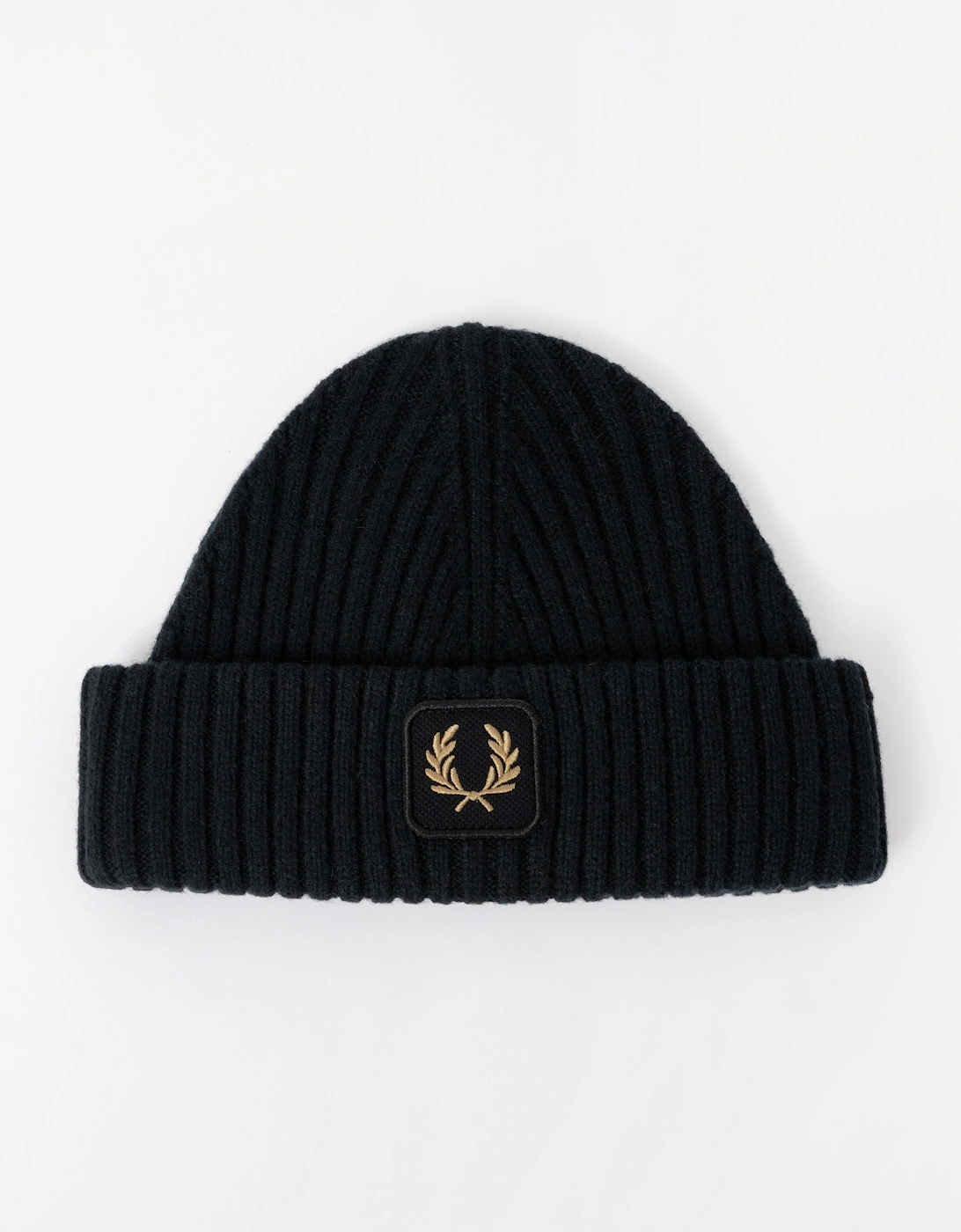 Fred Perry Mens Ribbed Wool Beanie - Black 102