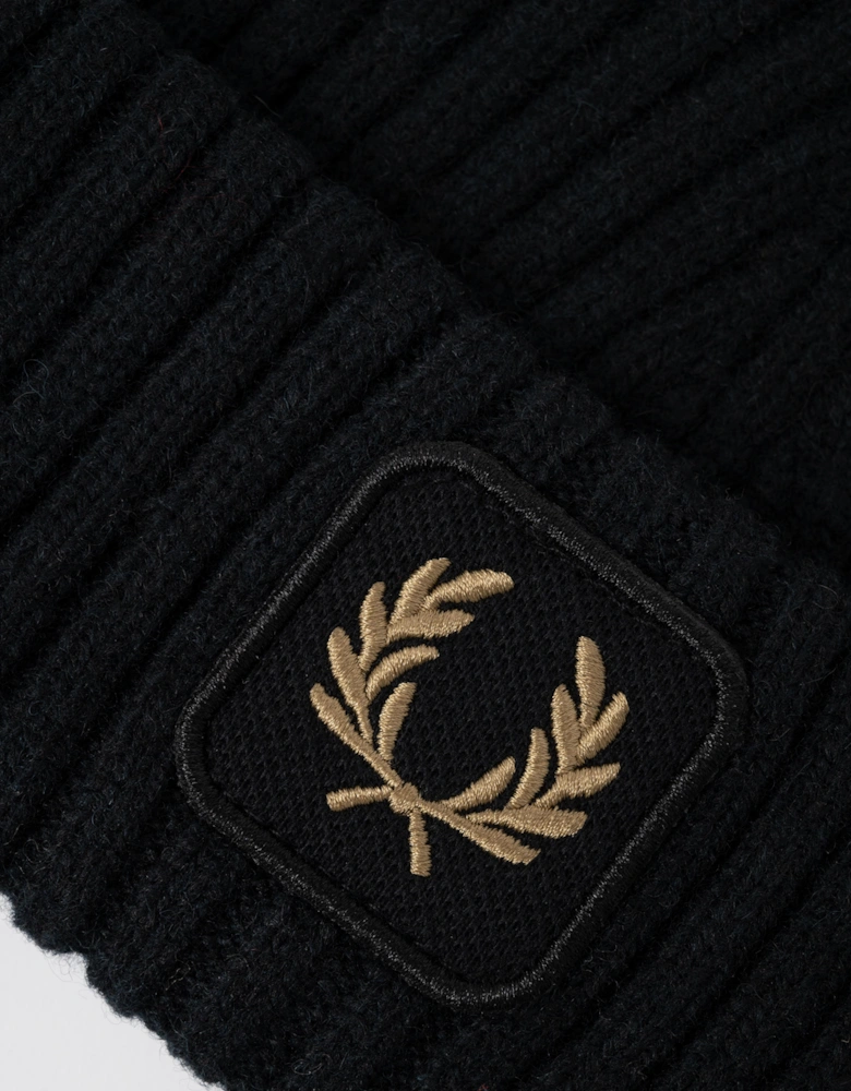Fred Perry Mens Ribbed Wool Beanie - Black 102