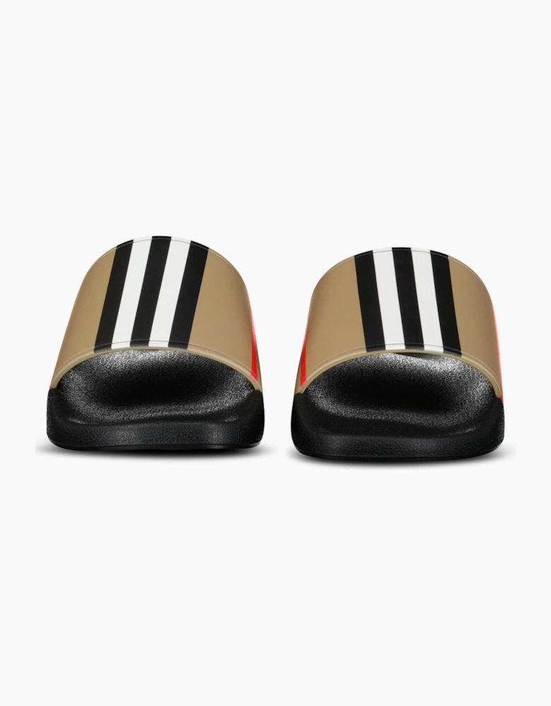 Burberry Striped Check Sliders Archive Beige