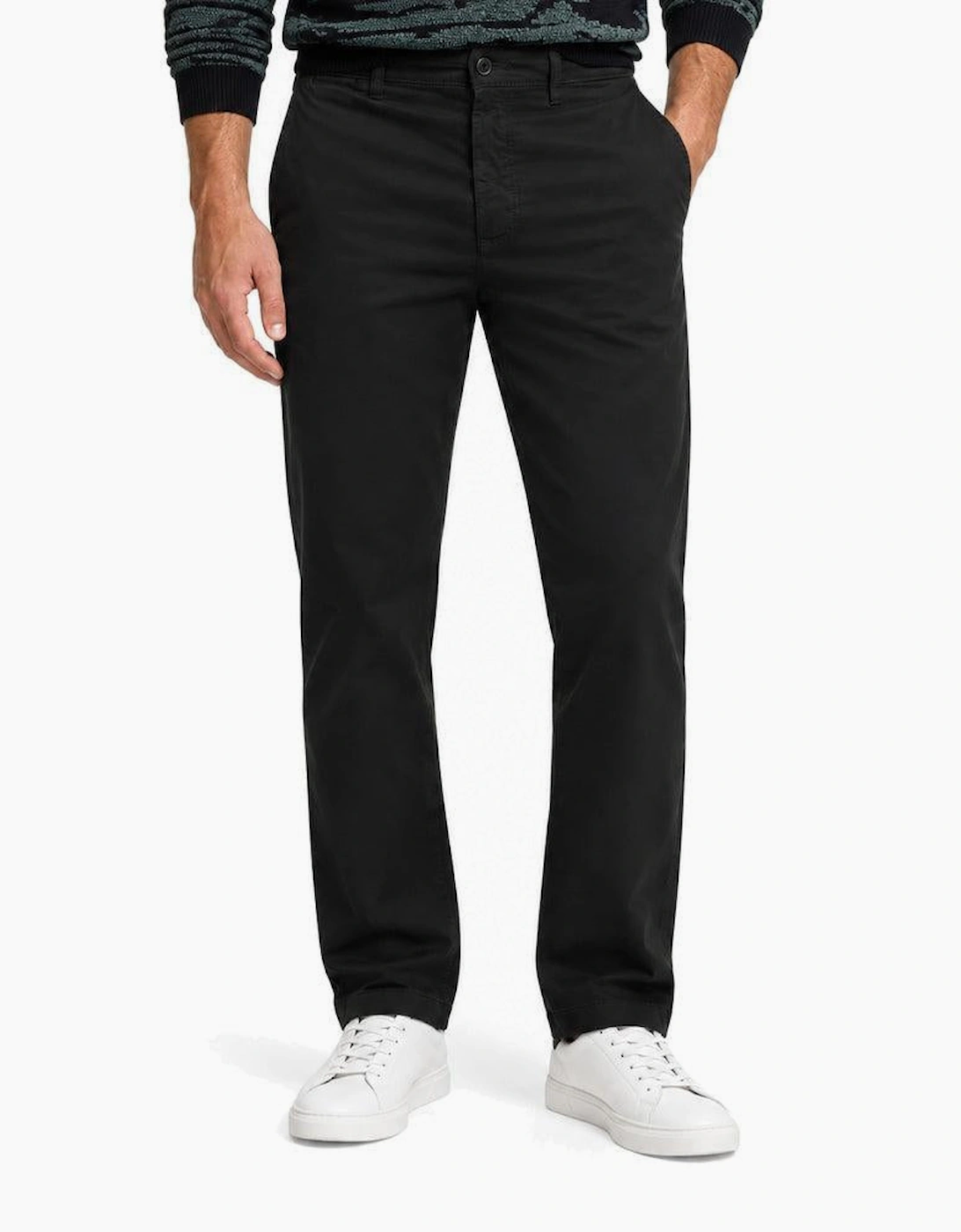 BOSS Regular Fit Satin Chinos Black