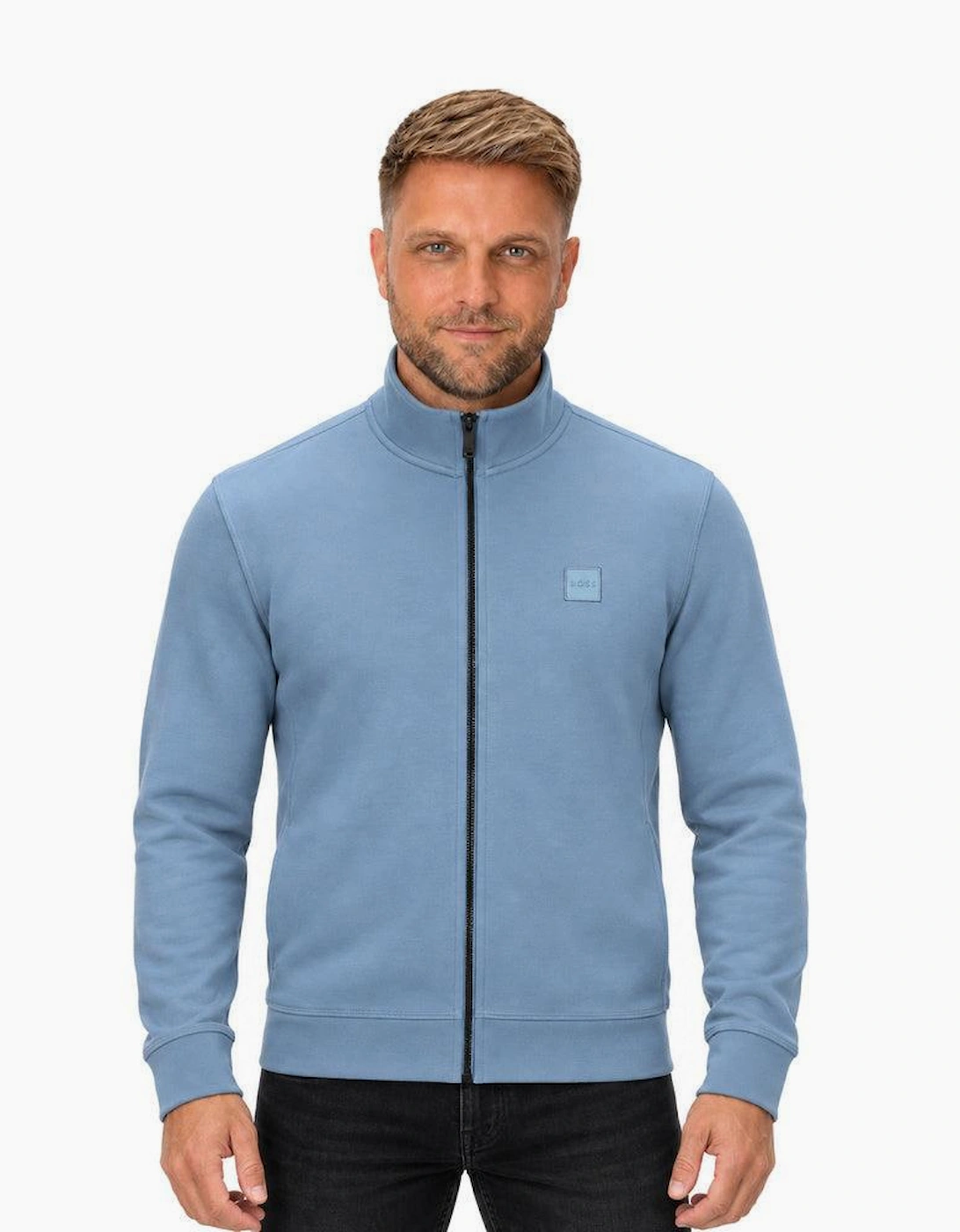 BOSS Zestart Zip Through Sweatshirt Light Pastel Blue