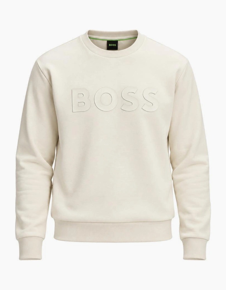 BOSS Salbo Tonal Logo Sweatshirt Open White