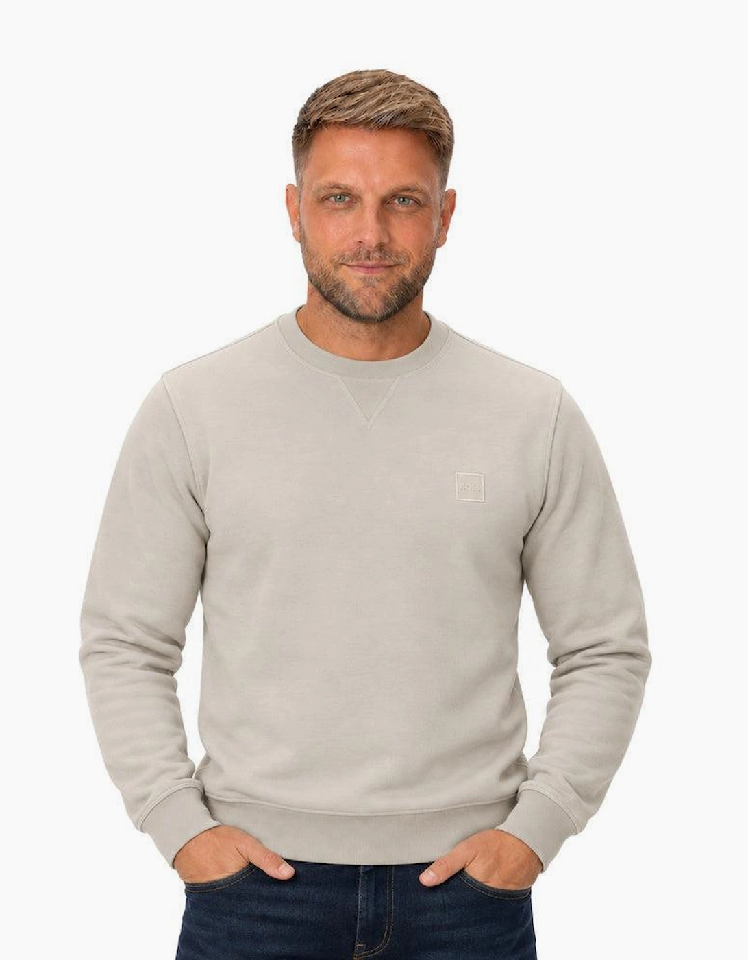 BOSS Reg Fit Westart Sweatshirt Light Grey