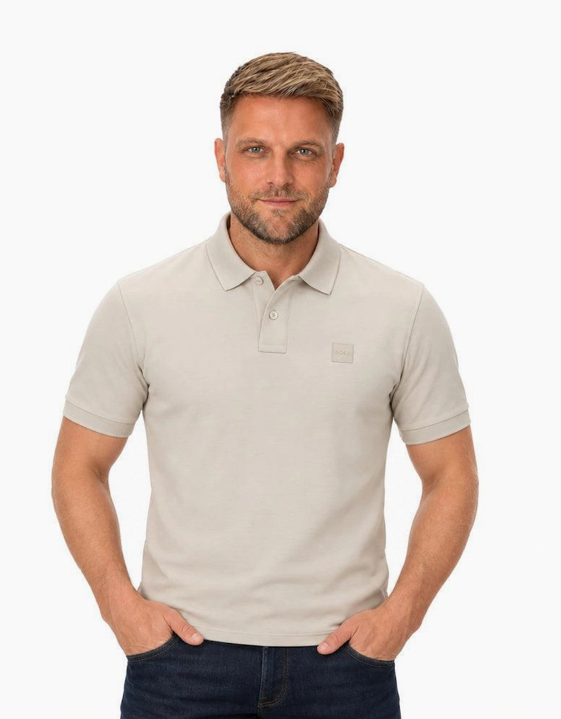 BOSS Slim Fit Passenger Polo Shirt Open Grey