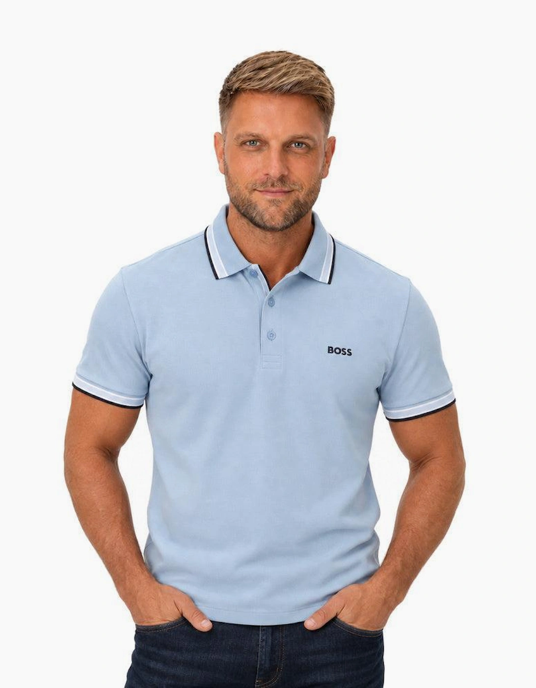 BOSS Paddy Piqué Polo Shirt Light/Pastel Blue