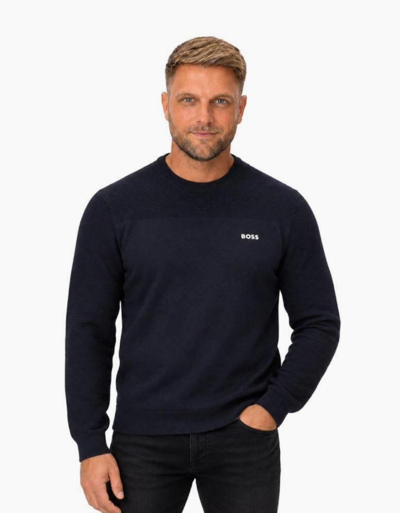 BOSS Momentum-X Crew Neck Jumper Dark Blue