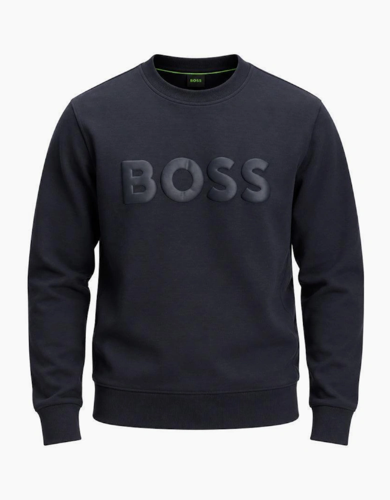 BOSS Salbo Tonal Logo Sweatshirt Dark Blue