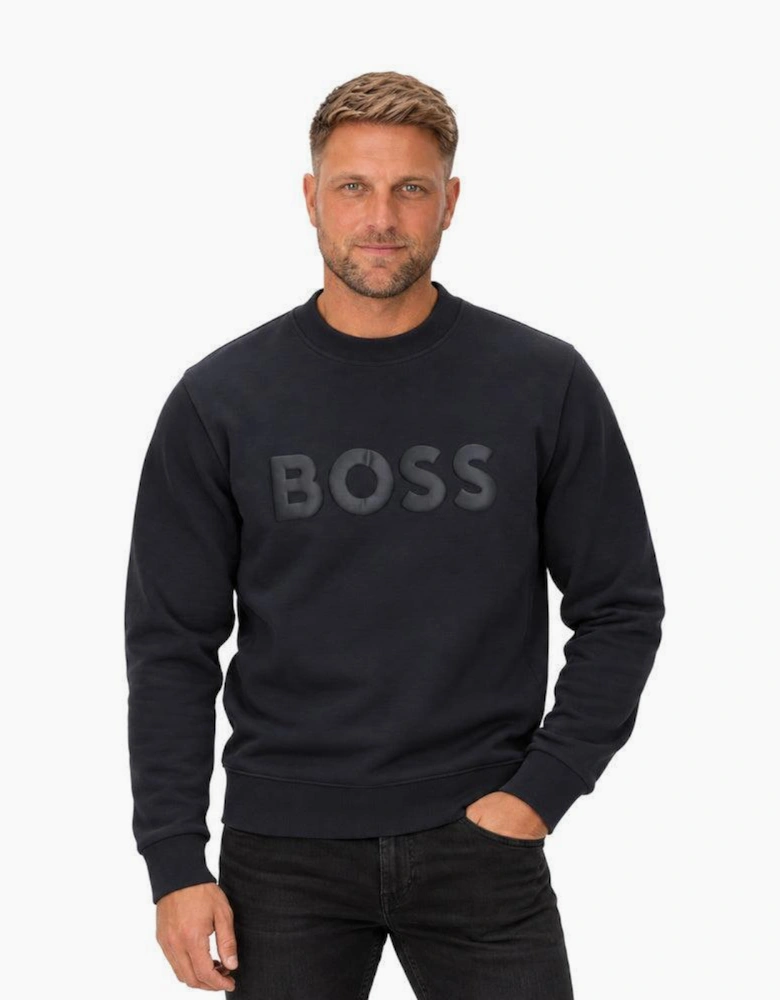 BOSS Salbo Tonal Logo Sweatshirt Dark Blue