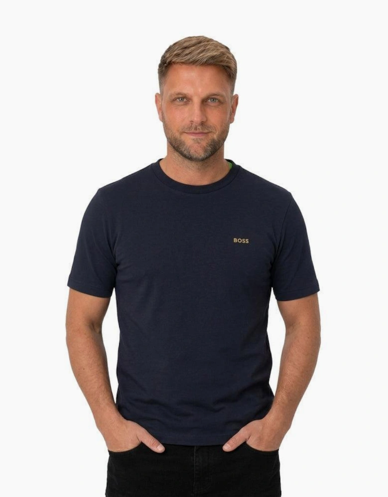 BOSS Crew Neck Tee T-Shirt Dark Blue Gold Logo