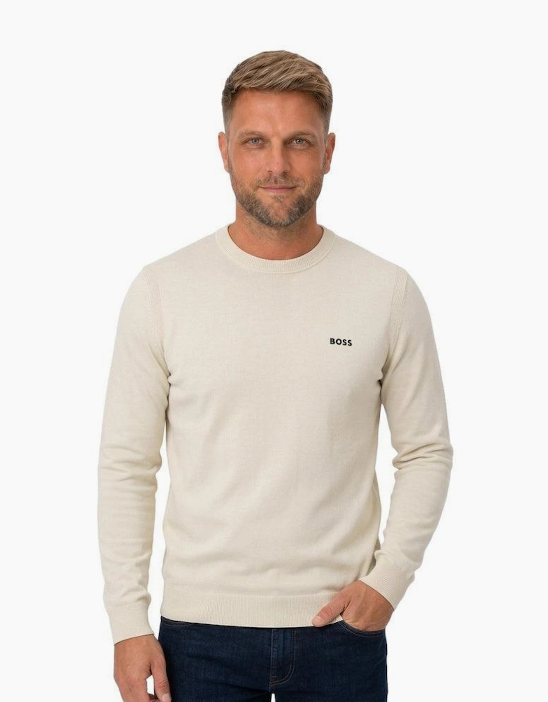 BOSS Ever-X Crew Neck Jumper Natural