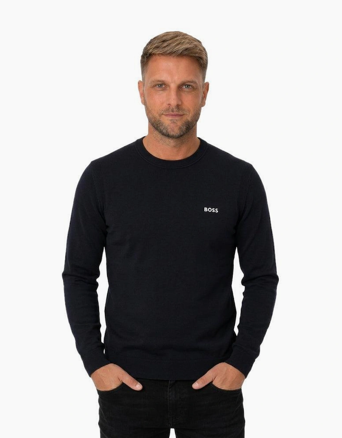 BOSS Ever-X Crew Neck Jumper Dark Blue