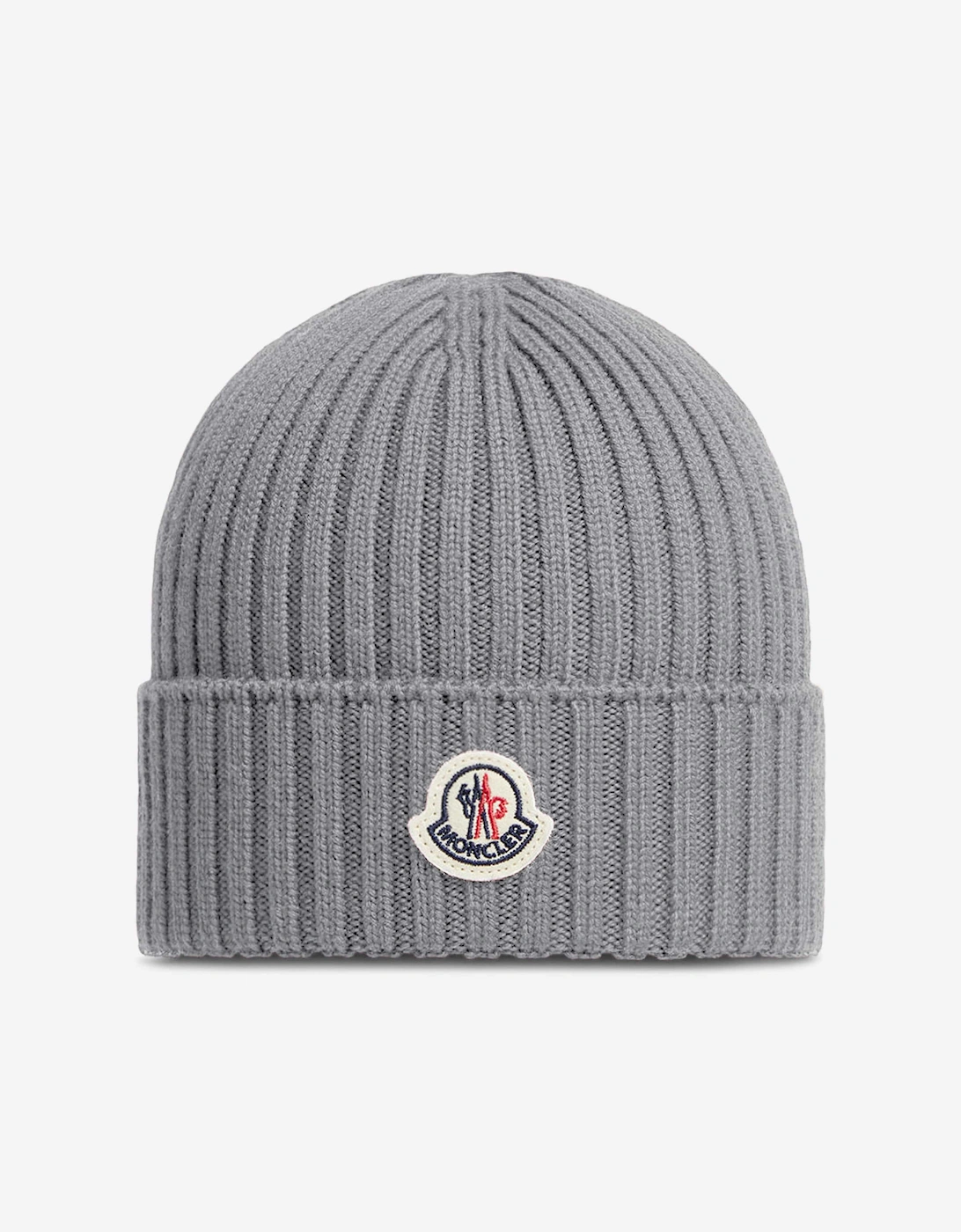Moncler Enfant Kids Wool Logo Beanie Hat in Grey
