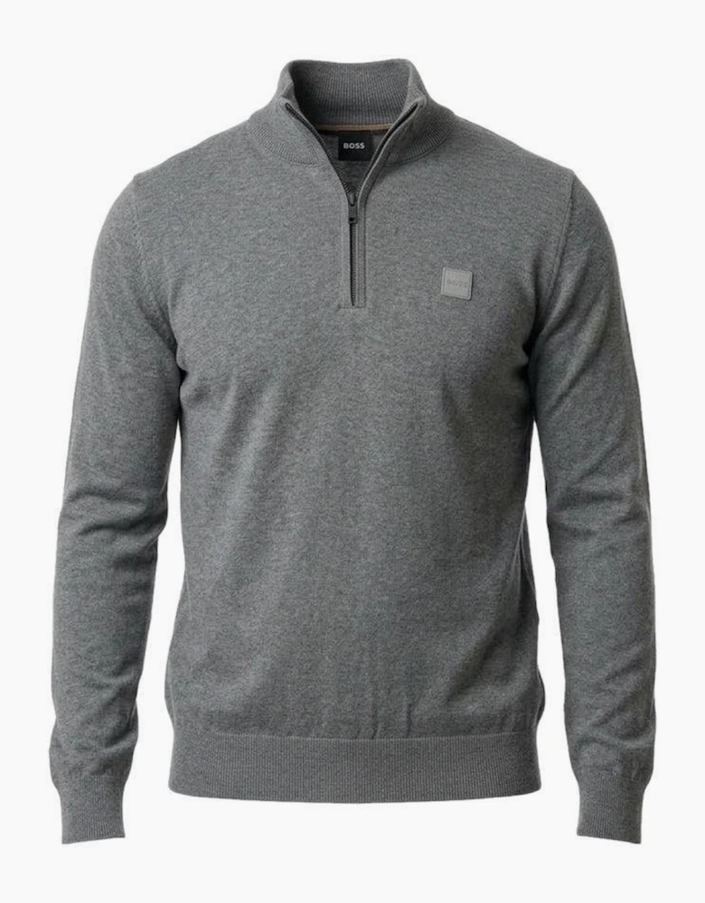 BOSS Kanobix Zip Neck Jumper Grey