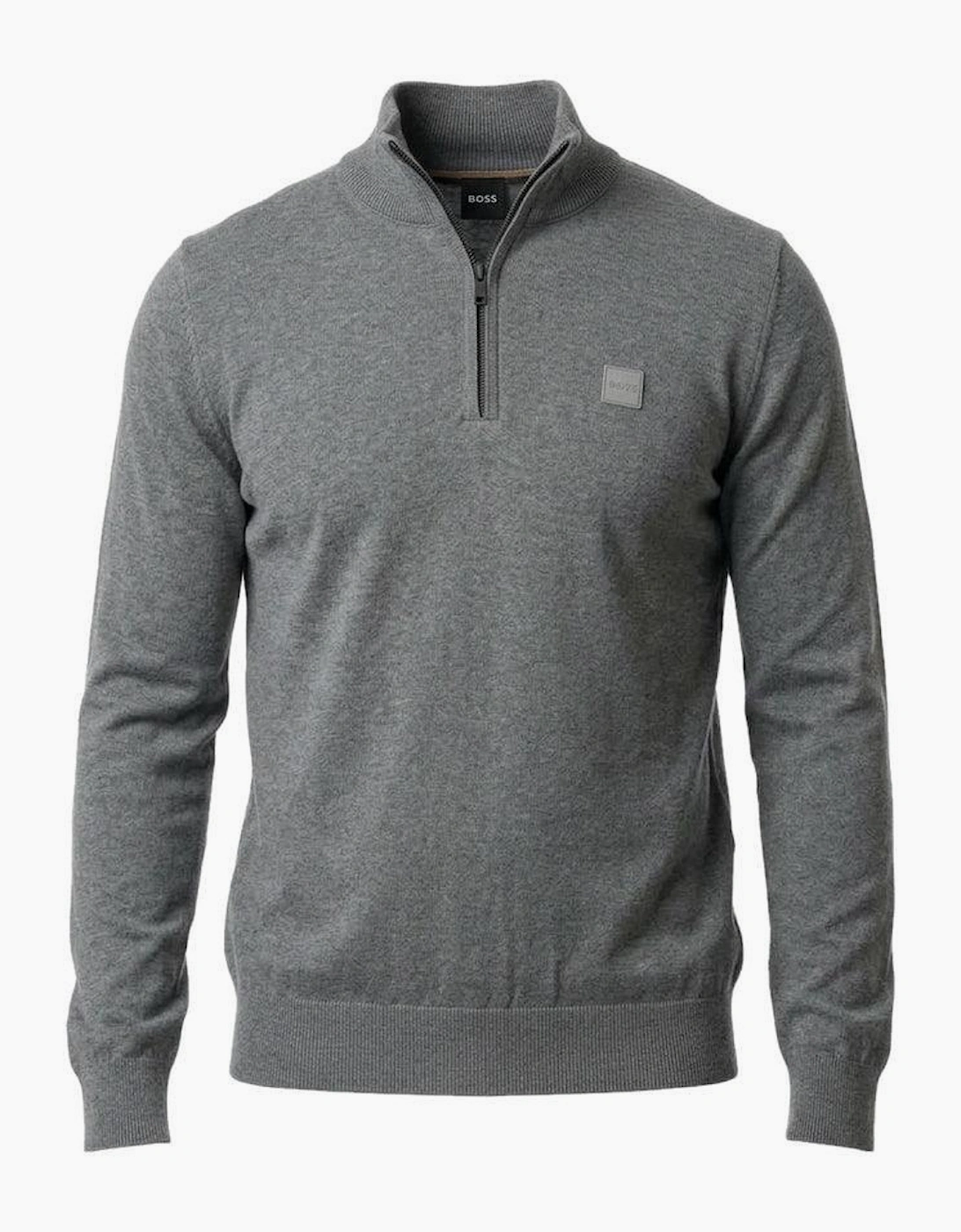 BOSS Kanobix Zip Neck Jumper Grey