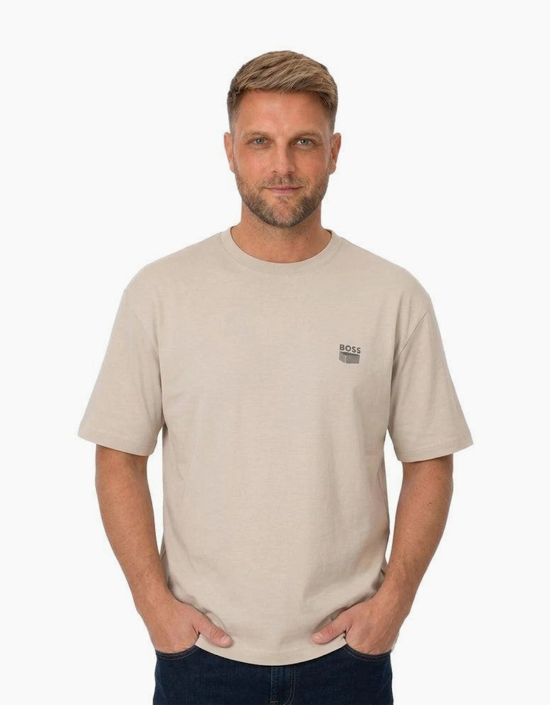 BOSS Te Brutalism Graphic T-Shirt Open Grey