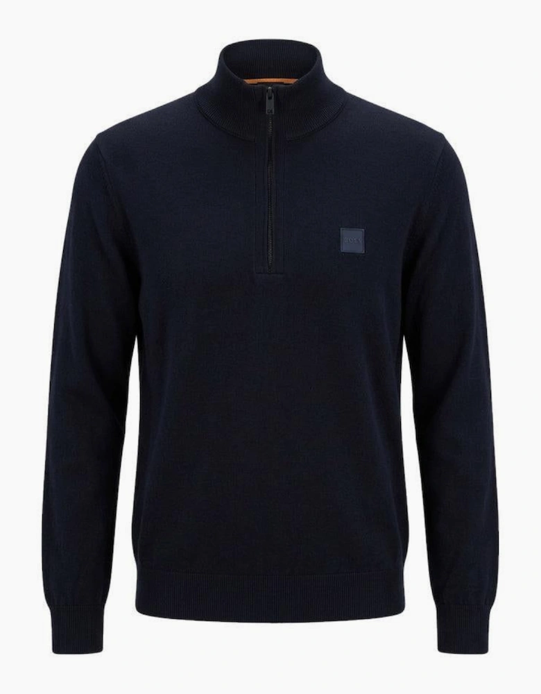 BOSS Kanobix Zip Neck Jumper Dark Blue