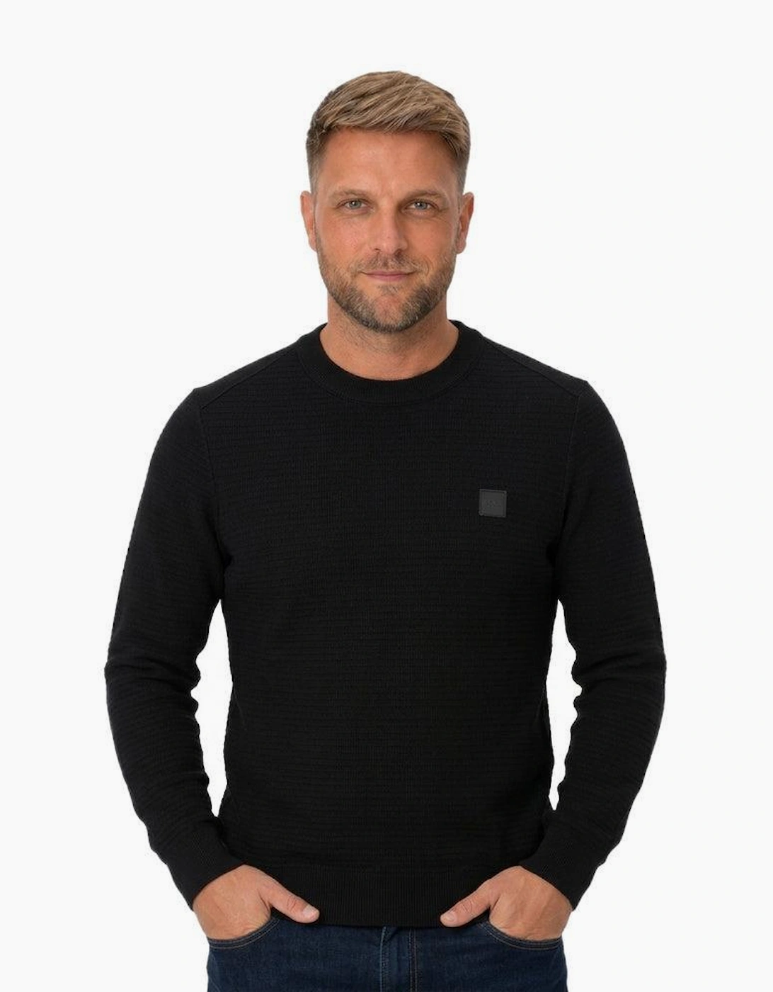 BOSS Anion Piqué Knit Jumper Black