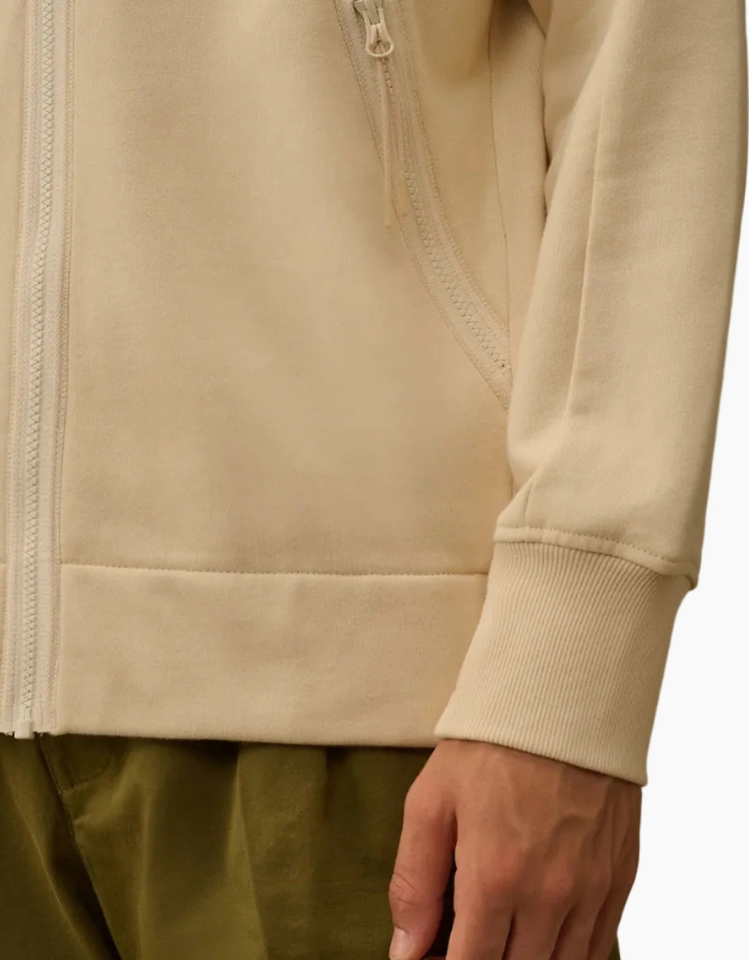 Diagonal Raised Fleece Zipped Goggle Hoodie