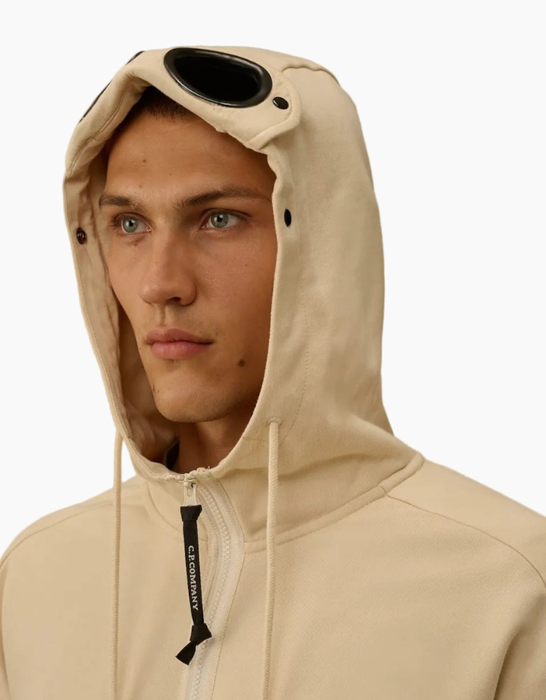 Diagonal Raised Fleece Zipped Goggle Hoodie