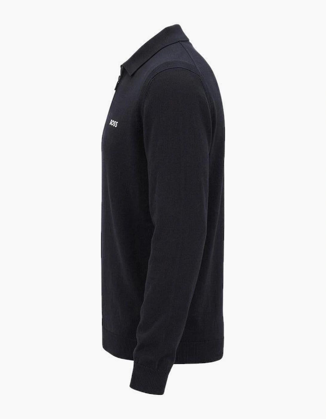 BOSS Ever Knitted Zip Neck Polo Shirt Navy