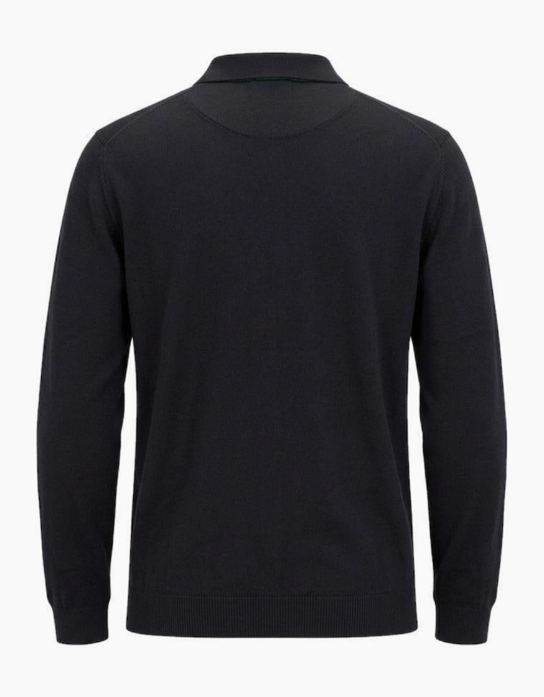 BOSS Ever Knitted Zip Neck Polo Shirt Navy