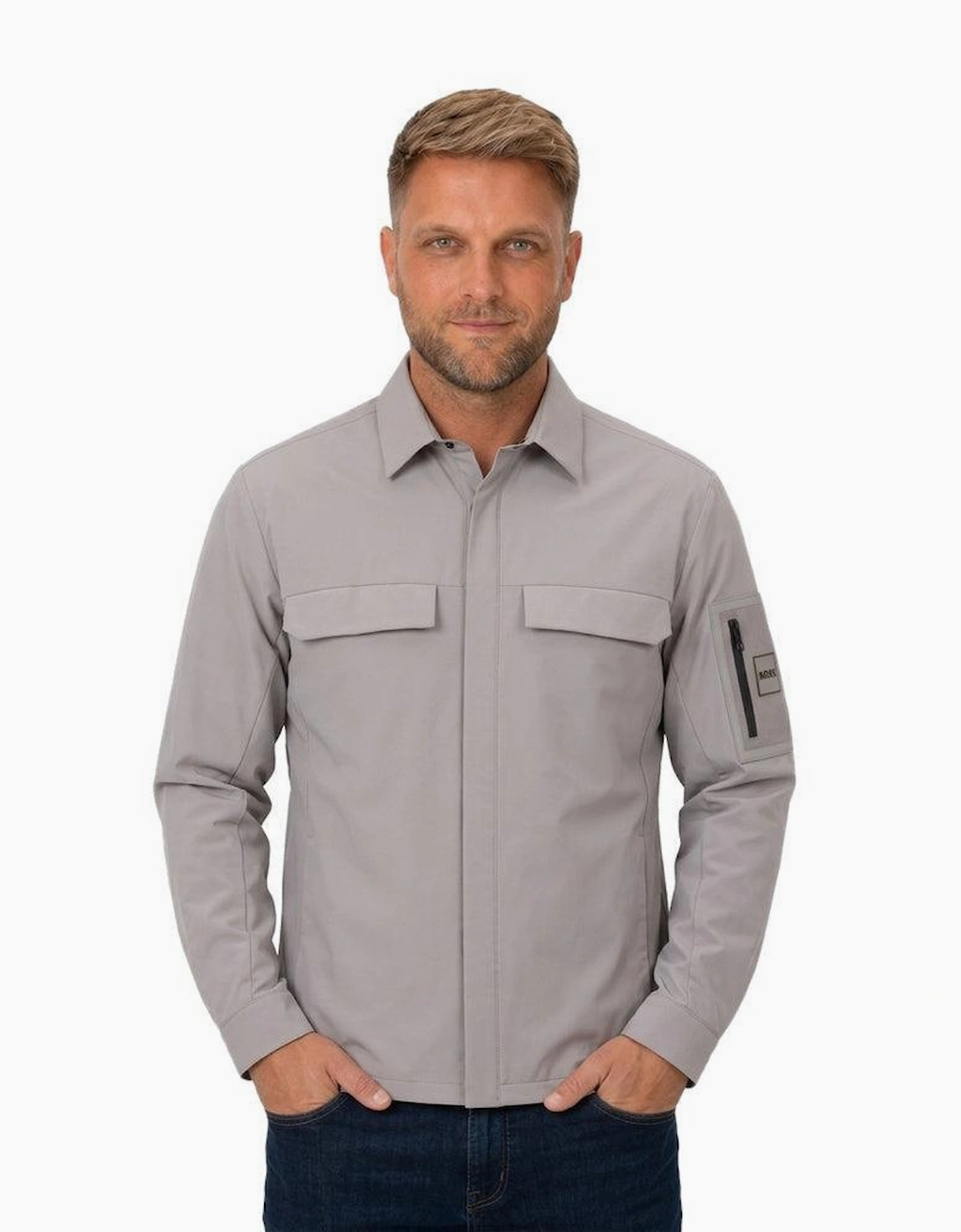 BOSS Tour Overshirt Open Grey