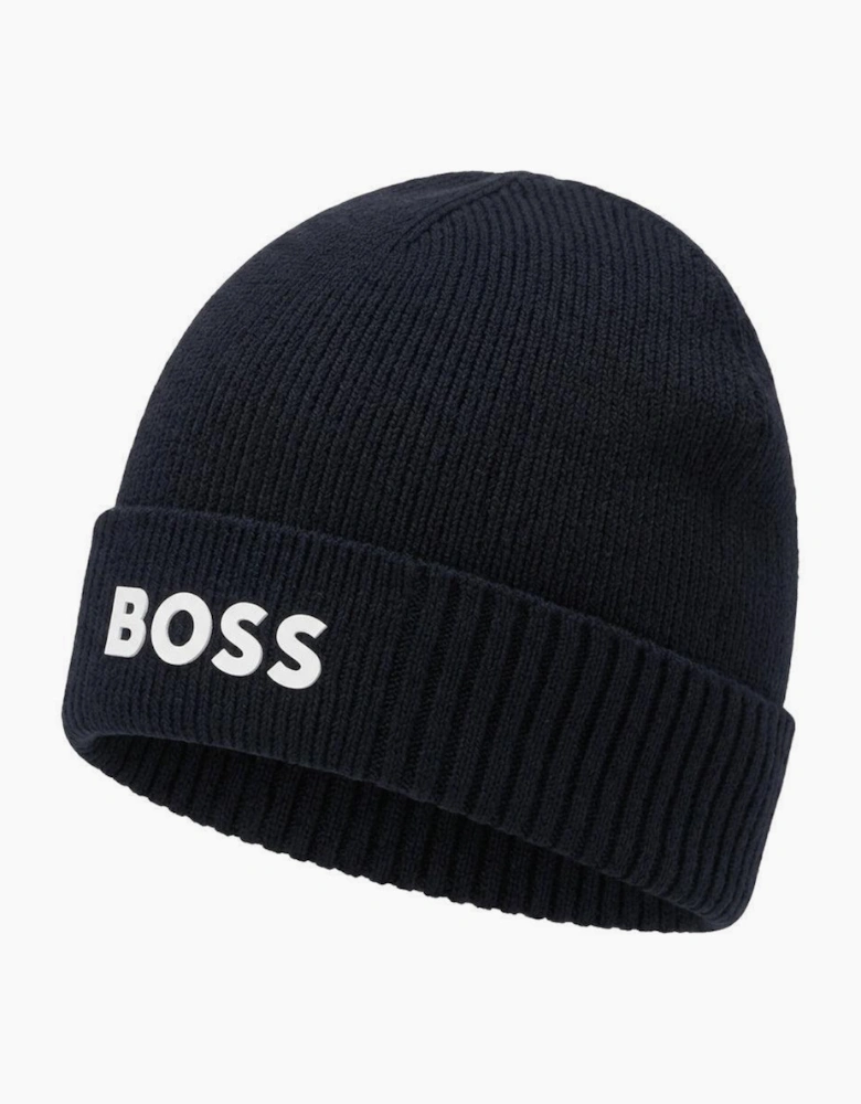 BOSS Asic Logo Beanie Hat Navy