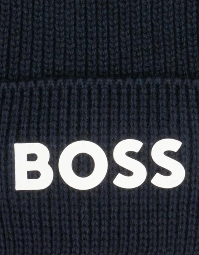 BOSS Asic Logo Beanie Hat Navy