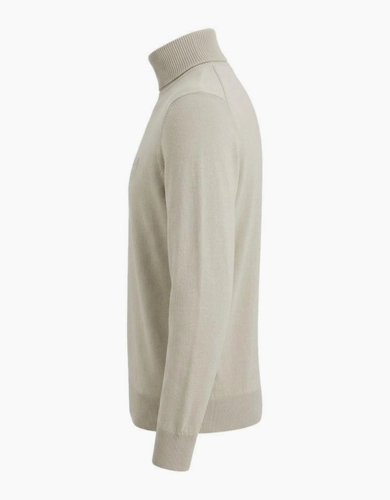 BOSS Akiro Roll Neck Logo Jumper Light Natural