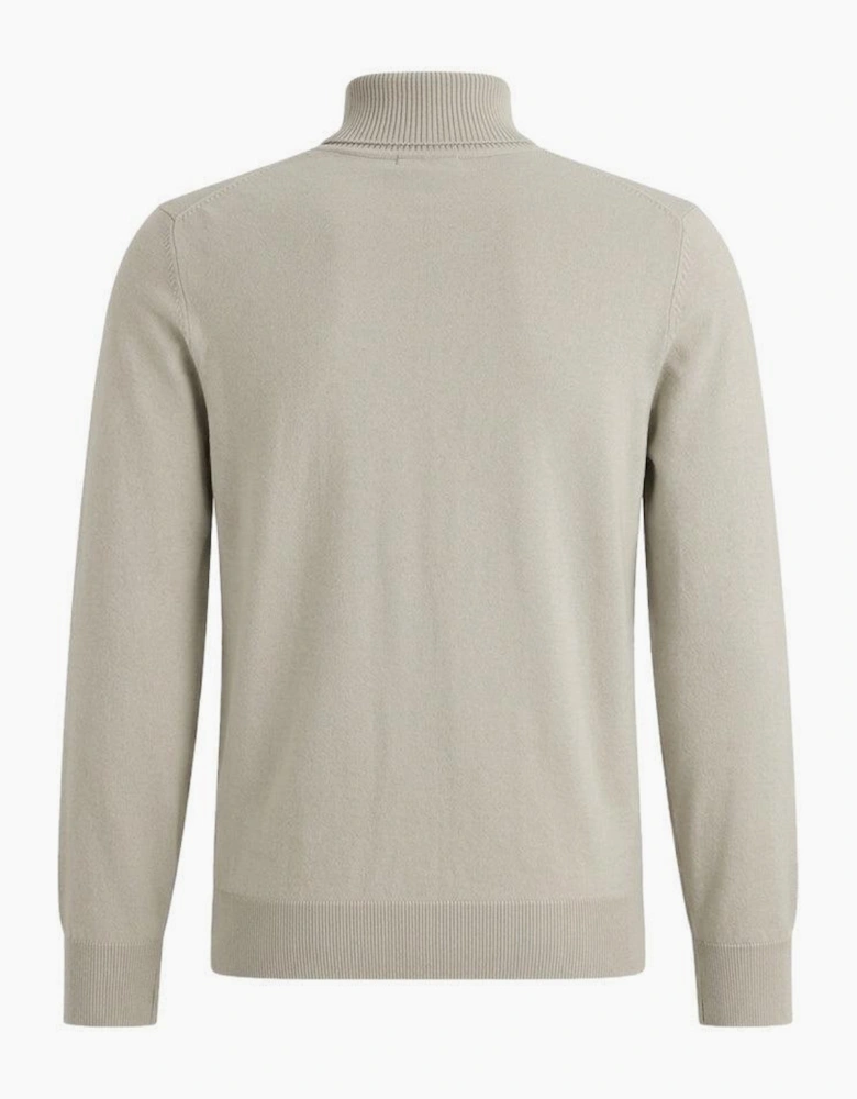 BOSS Akiro Roll Neck Logo Jumper Light Natural