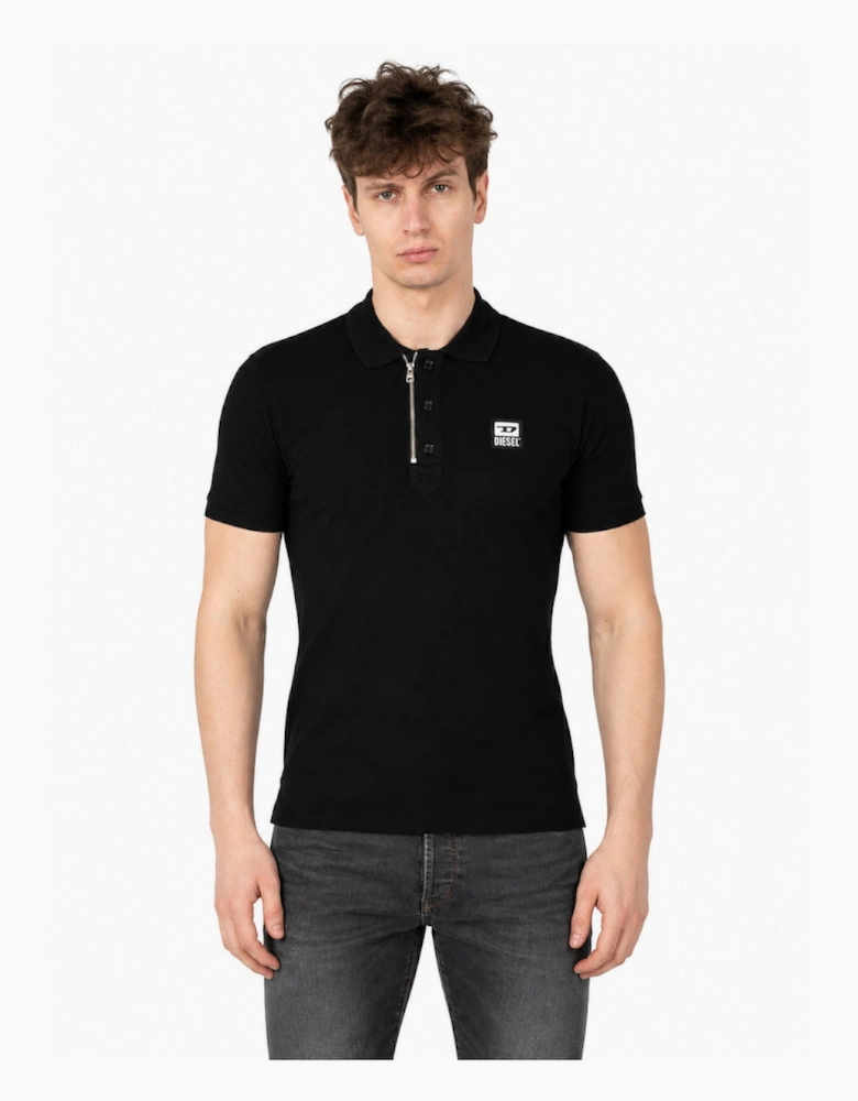 Diesel T-Harry Black Zip Closure Polo Shirt