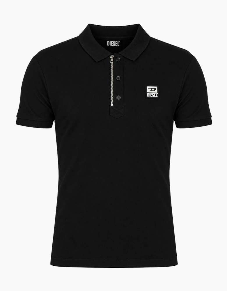 Diesel T-Harry Black Zip Closure Polo Shirt
