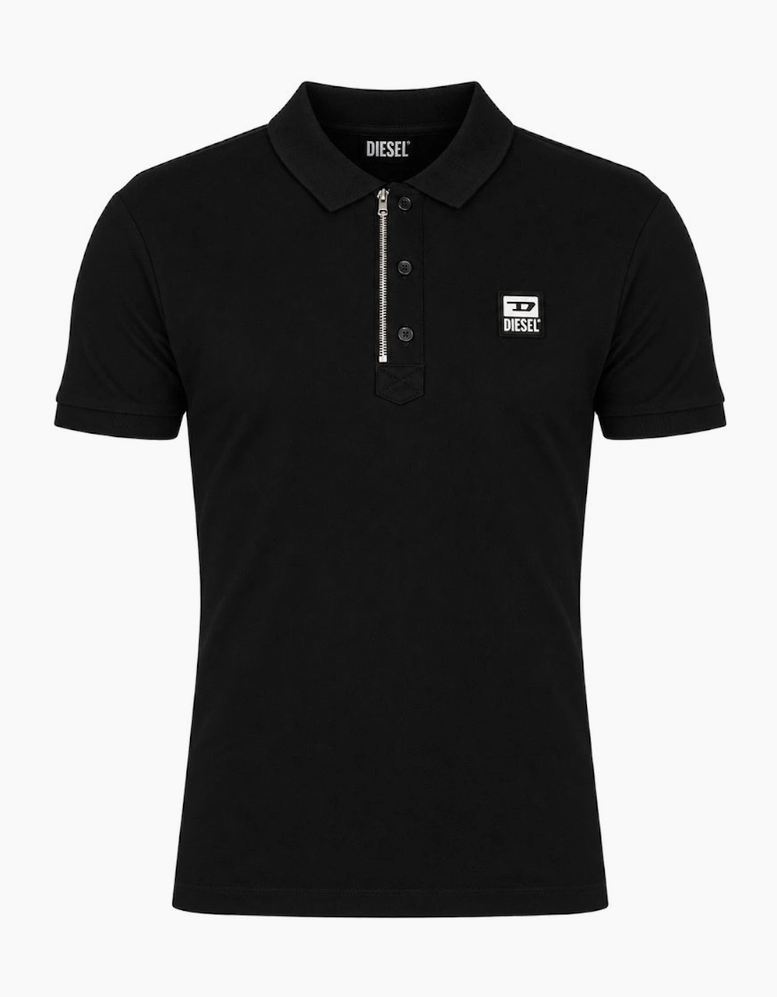 Diesel T-Harry Black Zip Closure Polo Shirt