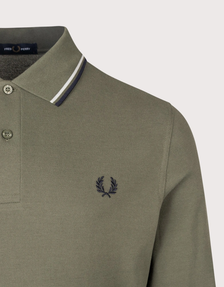 Regular Fit Long Sleeve Twin Tipped Polo Shirt