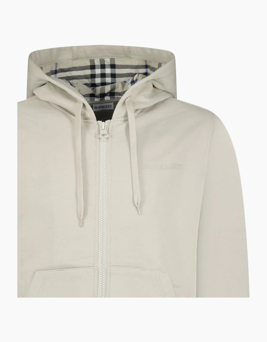 Burberry 'Hove' check Hood Embroidery Logo Hoodie Zip Sweatshirt Lichen