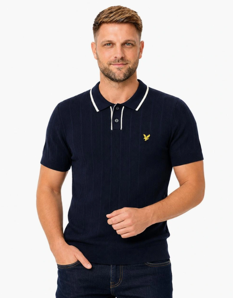 Lyle & Scott Pique Tipped Knitted Polo Shirt Dark Navy