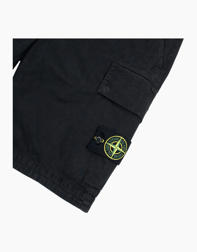 Stone Island L100018 Organic Cotton 'Old' Effect Cargo Shorts BLACK V0129