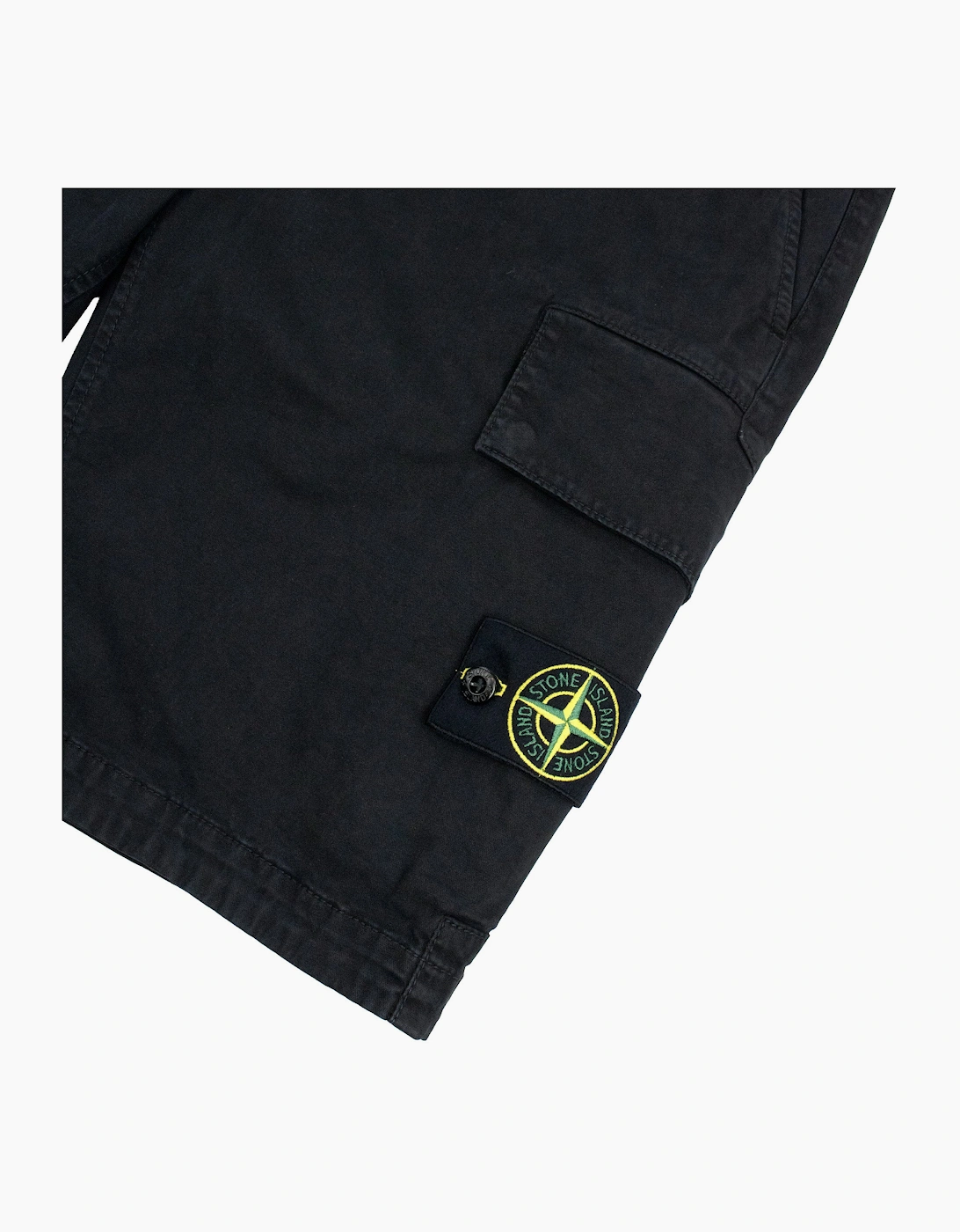 Stone Island L100018 Organic Cotton 'Old' Effect Cargo Shorts BLACK V0129