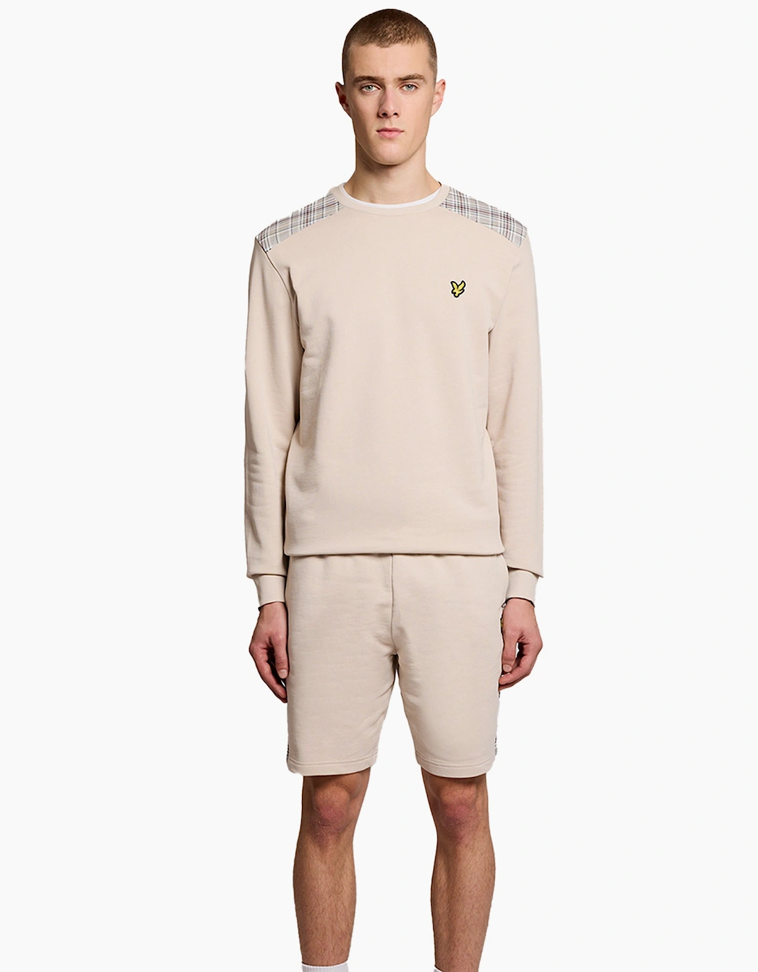 Lyle & Scott Check Panelled Sweat Shorts Cove