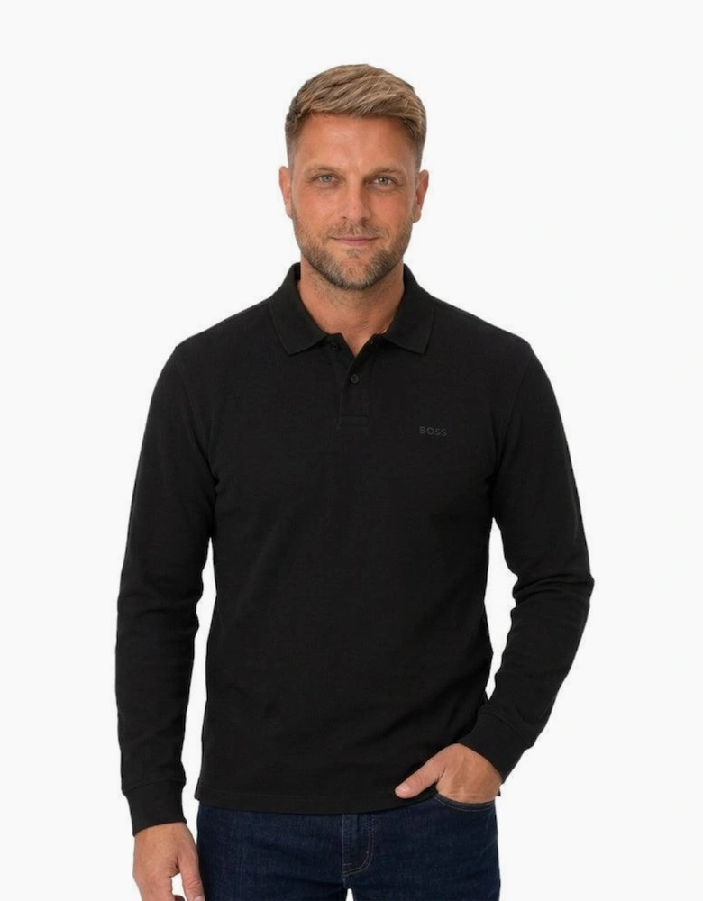 BOSS Petempestolong Long Sleeve Polo Shirt Black