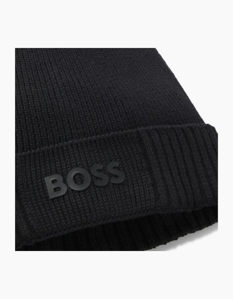 BOSS Asic Logo Beanie Hat Black
