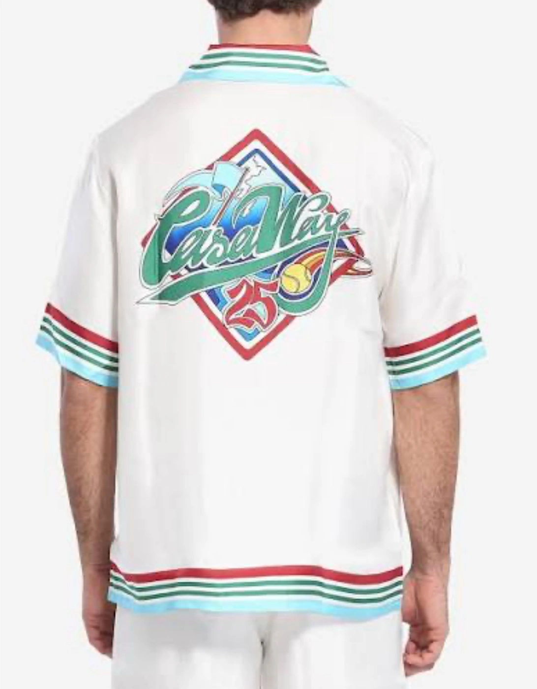 CASABLANCA WORLD SERIES SHORT SLEEVE SILK SHIRT WHITE