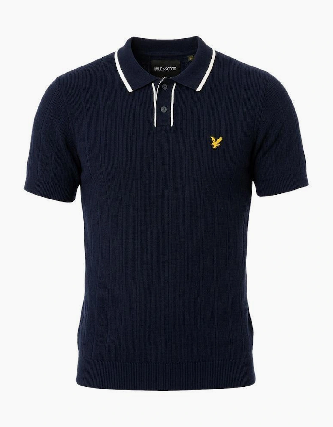 Lyle & Scott Pique Tipped Knitted Polo Shirt Dark Navy