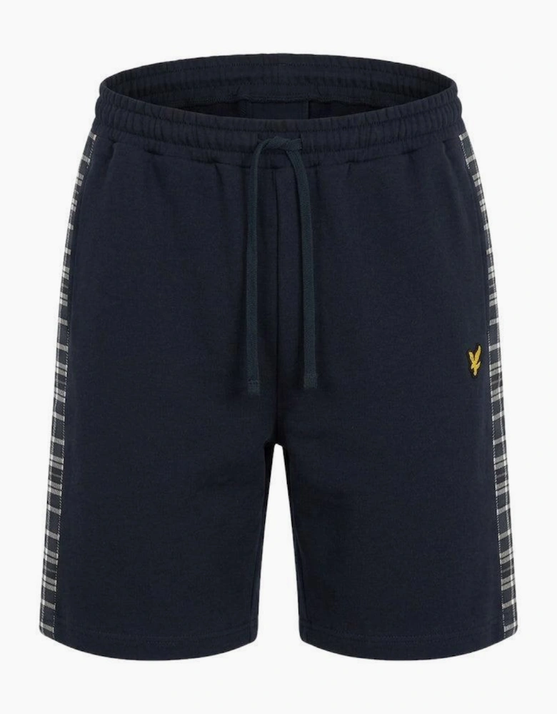 Lyle & Scott Check Panelled Sweat Shorts Dark Navy