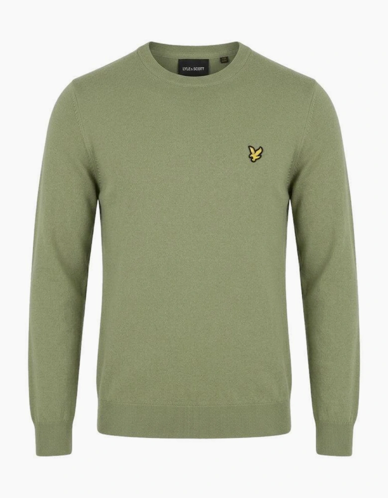 Lyle & Scott Cotton Merino Crew Neck Jumper Smoke Olive