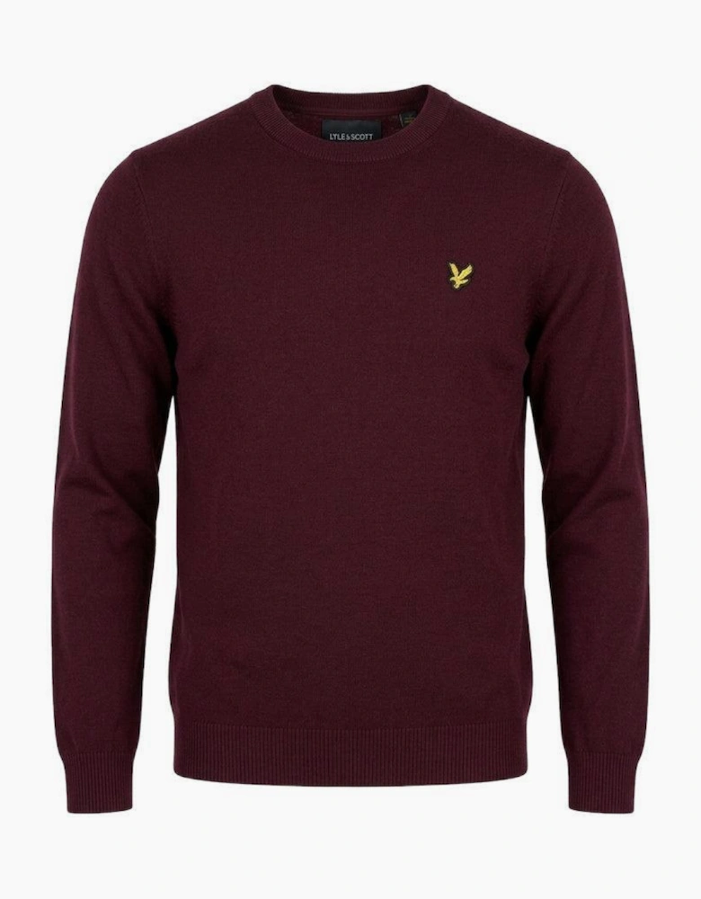 Lyle & Scott Cotton Merino Crew Neck Jumper Burgundy