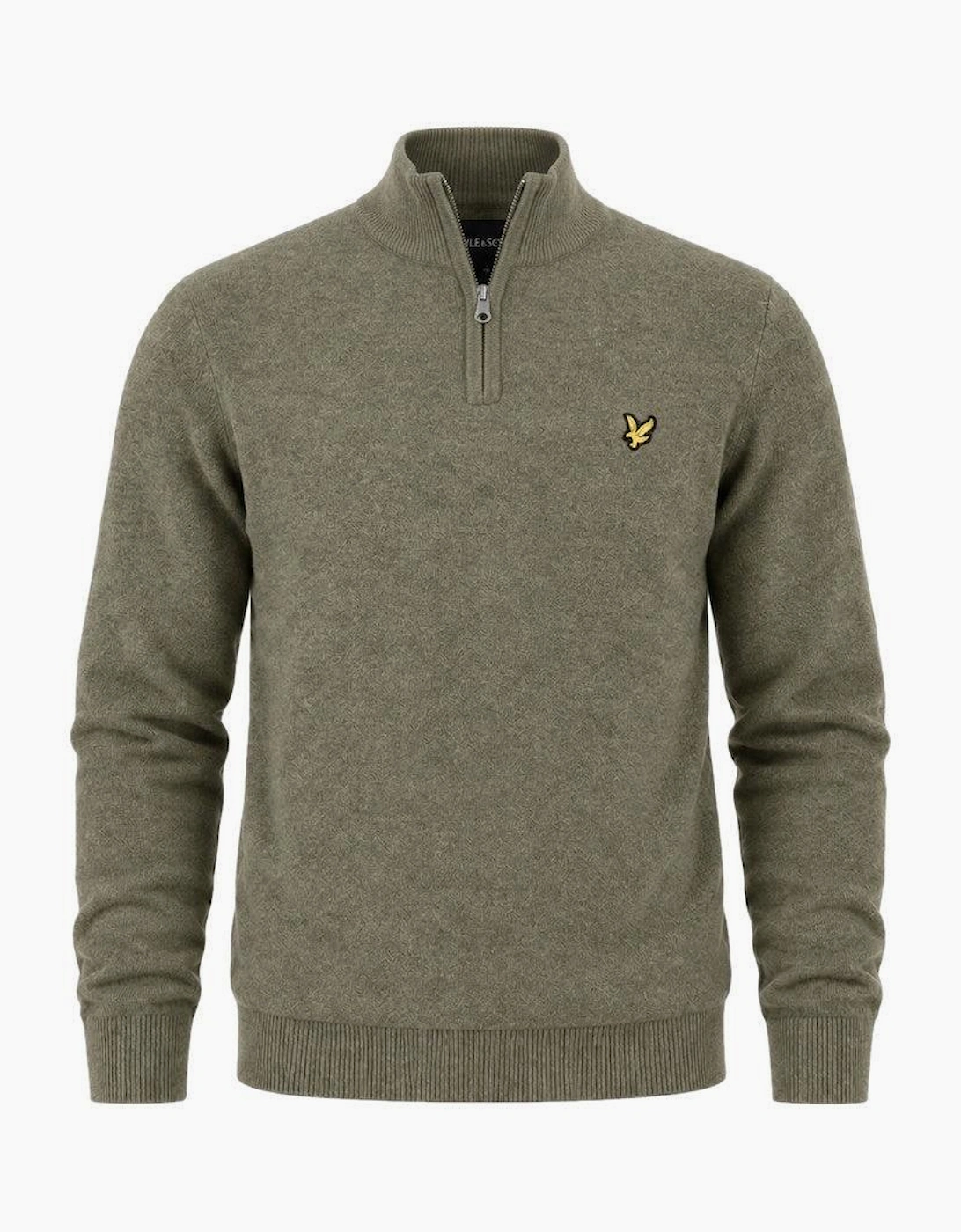 Lyle & Scott Lambswool Blend Quarter Zip Jumper Khaki Smoke Marl